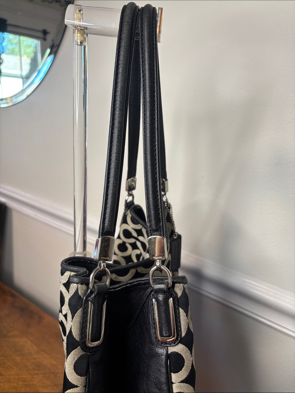 π₯COACH Phoebe Signature Op Art Shoulder Bag with Leather Trim - Picture 7 of 16